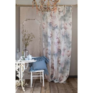 Lniana zasłona firana w kwiaty PEONIA Blanc MariClo'