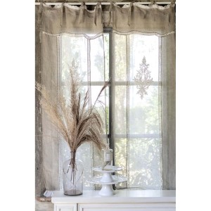 Zasłonka z haftem DENTELLE 60 x 120 cm beżowo-biała