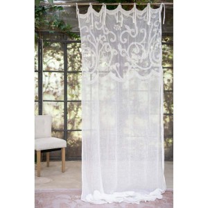 Lniana firana z haftem SOFFIO 140x290 cm Blanc MariClo'