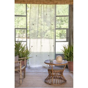 Bawełniana firana z haftem LIBELLULE 150x290 cm Blanc MariClo' beżowa