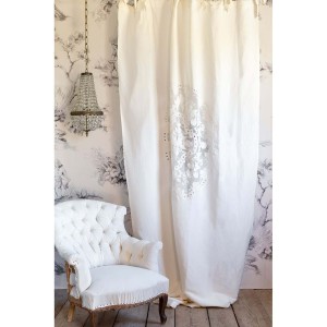 Zasłona lniana haftowana DENTELLE BEIGE Blanc MariClo' 140x290 cm