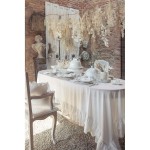 Obrus lniany FRILL 120x120 cm biały